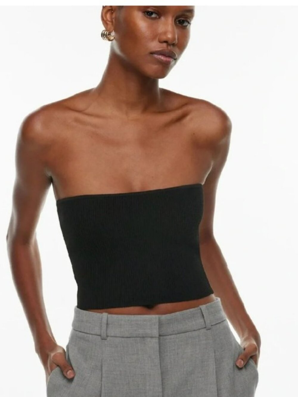 Aritzia Babaton Sculpt Knit Cropped Tube Top Black Size S